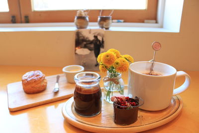 Close-up of food on wooden table