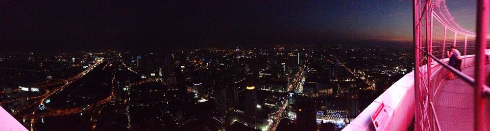 Illuminated cityscape at night