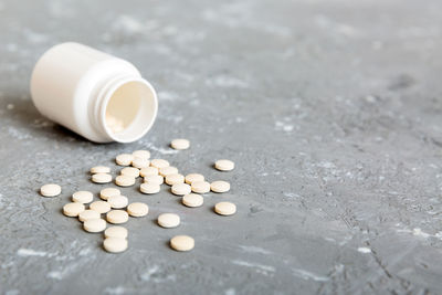 Close-up of pills on table