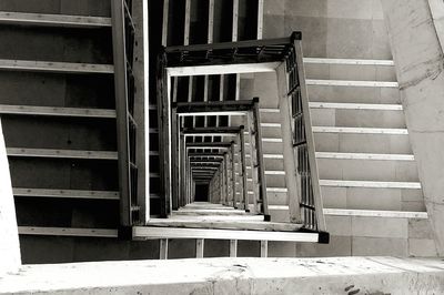 High angle view of stairway in building