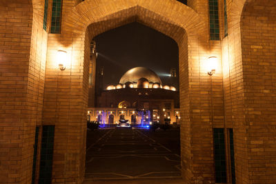 Illuminated building at night