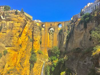 Panoramic view of rock formation against sky
