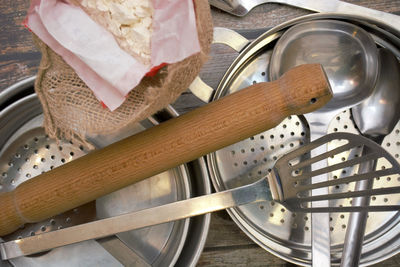 High angle view of food in kitchen at home