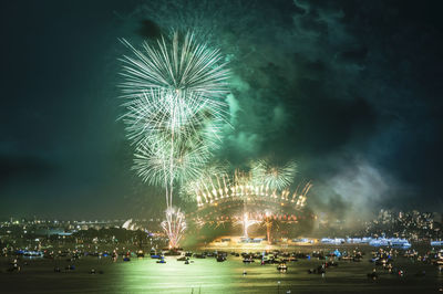 Firework display at night