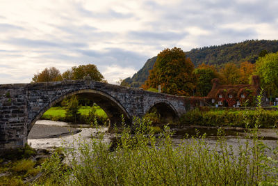 Bridge over river against sky