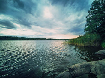 Scenic view of lake against sky