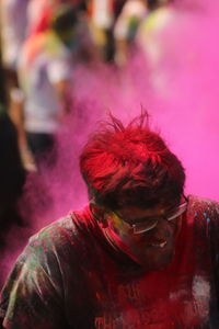 Portrait of a man with red face