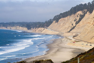 Scenic view of beach against sky