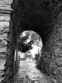 Narrow alley along walls