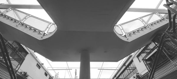 Low angle view of staircase at railroad station