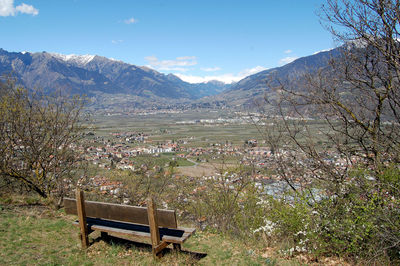 Scenic view of vineyard against sky