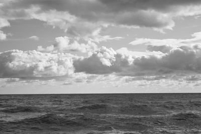 Scenic view of sea against cloudy sky