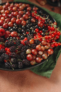 High angle view of fruits in bowl