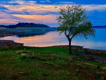 Scenic view of sea against sky during sunset