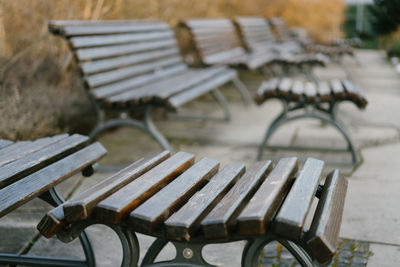 Close-up of seats on seat