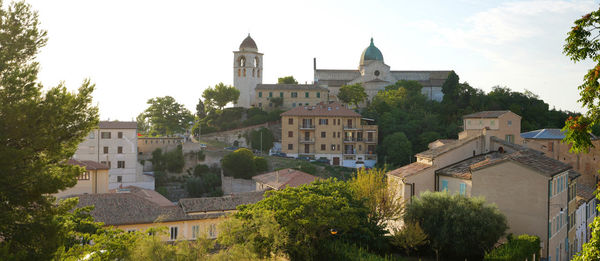 Panoramic view of ancona cityscape with cathedral in the marche region, italy