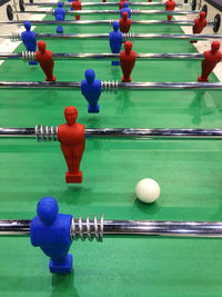 Close up of foosball table game