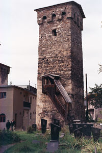 Low angle view of old building against sky