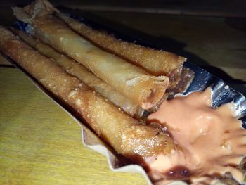 High angle view of food in plate