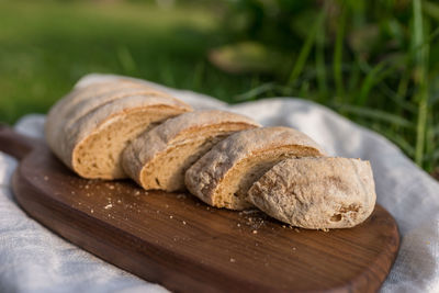 Close-up of food on cutting board