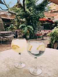 Close-up of beer glass on table at restaurant