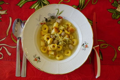 High angle view of meal served in plate