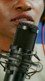 Close-up portrait of man wearing mask