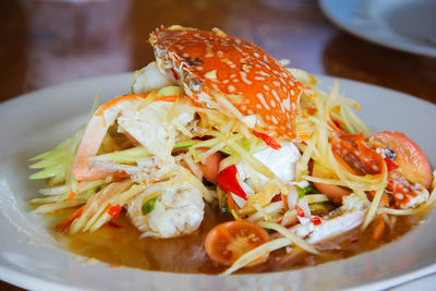 Close-up of food served in plate