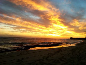 Scenic view of sea at sunset