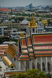 High angle view of buildings in city