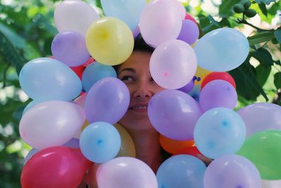 Close-up of multi colored balloons