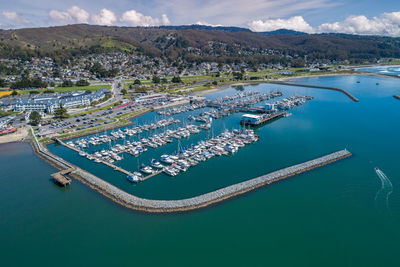 El granada, califonia. pillar point harbor in princeton. boats and yachts in background. 
