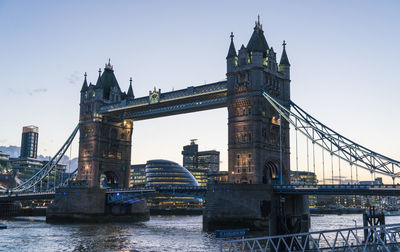 View of bridge over river against clear sky