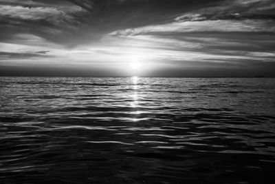 Scenic view of sea against cloudy sky