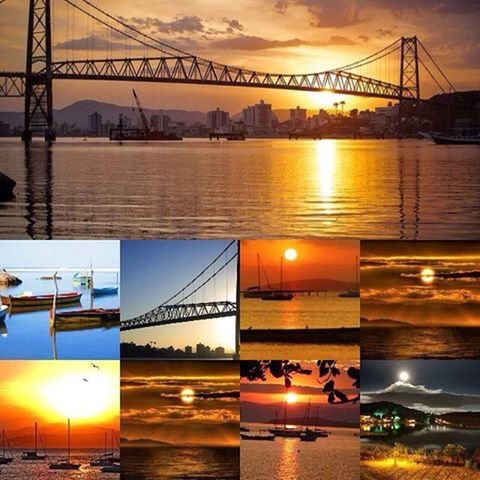 sunset, connection, bridge - man made structure, architecture, built structure, water, transportation, sun, engineering, suspension bridge, river, orange color, waterfront, sea, sky, bridge, reflection, travel destinations, city, cable-stayed bridge