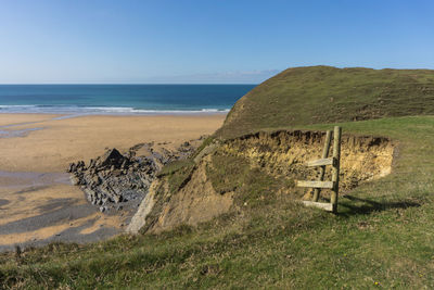 Scenic view of sea against clear sky