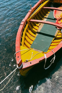 High angle view of boat in lake