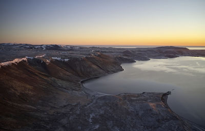 Amazing sunset landscape over rocky coast