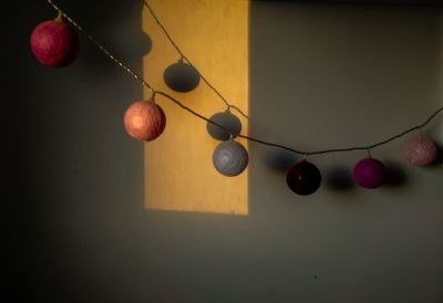Close-up of fruits hanging on table
