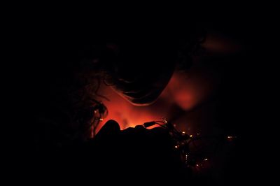 Close-up of bonfire at night