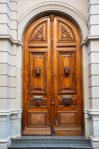 Closed door of building