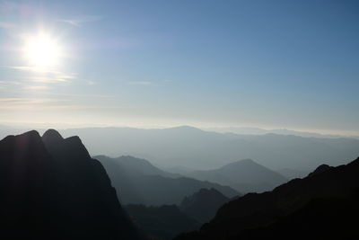 Scenic view of silhouette mountains against sky during sunset