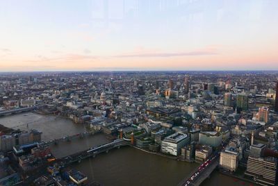 High angle view of city at waterfront