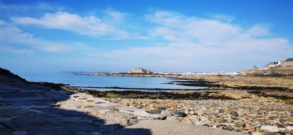 Scenic view of beach against sky