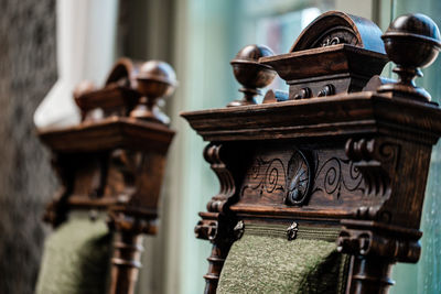 Close-up of old chairs 