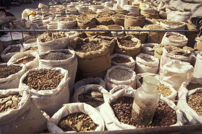 High angle view of food for sale