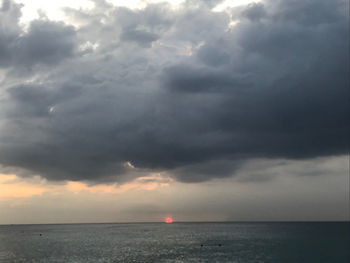 Scenic view of sea against cloudy sky