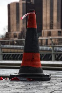 Close-up of red traffic cone
