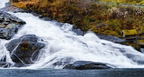 Scenic view of waterfall