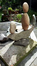 Stack of stones in garden